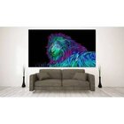 Quadro Decorativo Grande Abstrato Lion Neon - 150x80cm