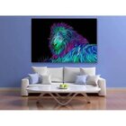 Quadro Decorativo Grande Abstrato Lion Neon - 180x135cm
