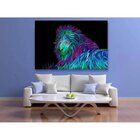 Quadro Decorativo Grande Abstrato Lion Neon - 200x100cm