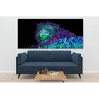 Quadro Decorativo Grande Abstrato Lion Neon - 200x100cm