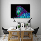 Quadro Decorativo Grande Abstrato Lion Neon - 200x120cm
