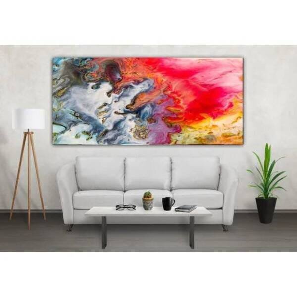 Quadro Decorativo Grande Abstrato Mess Of Colors - 100x70cm