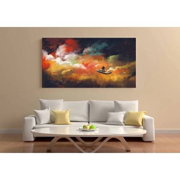 Quadro Decorativo Grande Abstrato Navegando No Céu - 150x100cm