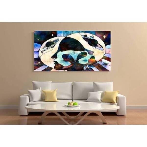 Quadro Decorativo Grande Abstrato Planetário - 180x135cm