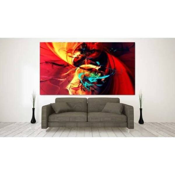 Quadro Decorativo Grande Abstrato Red Neon - 120x60cm