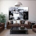 Quadro Decorativo Grande Abstrato Silver Background - 180x120