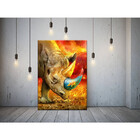 Quadro Decorativo Grande Animais Elemental Rhino - 120x60cm