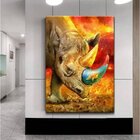 Quadro Decorativo Grande Animais Elemental Rhino - 150x80cm