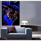 Quadro Decorativo Grande Animais Neon Monkey - 200x120cm
