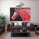 Quadro Decorativo Grande Animal Cavalo Vermelho - 120x60cm