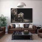 Quadro Decorativo Grande Animal Família Elefante - 120x60cm