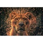 Quadro Decorativo Grande Animal Leão Reluzente - 200x100cm