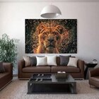 Quadro Decorativo Grande Animal Leão Reluzente - 200x100cm