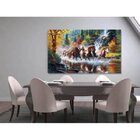 Quadro Decorativo Grande Animal Tropa De Cavalos - 200x100cm