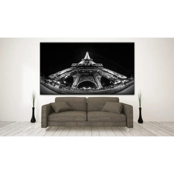 Quadro Decorativo Grande Cidade Black And White Eiffel Tower