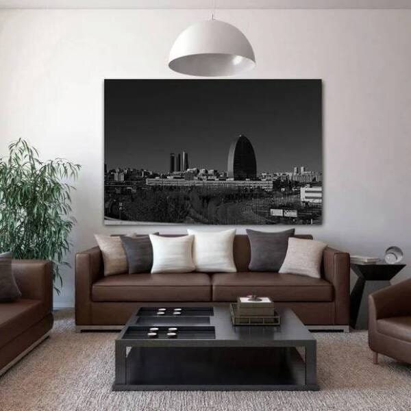 Quadro Decorativo Grande Cidade Madrid Black And White - 100x