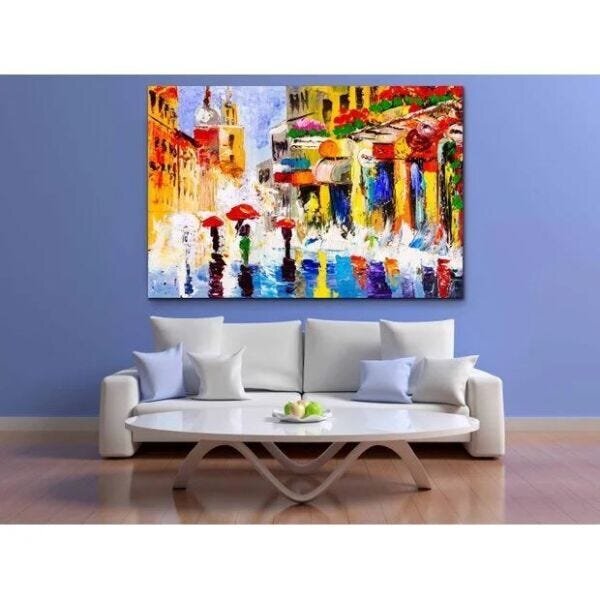 Quadro Decorativo Grande Conceitual Colorful Rainy Night - 18