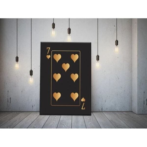 Quadro Decorativo Grande Conceitual Golden 7 Of Hearts - 150x
