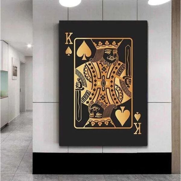Quadro Decorativo Grande Conceitual Golden King Of Spades - 1