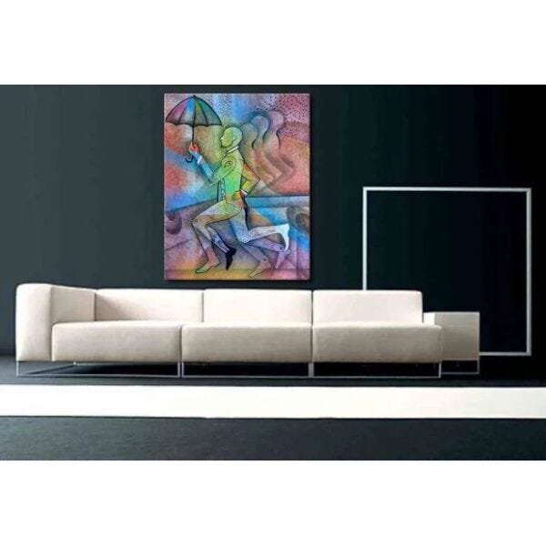 Quadro Decorativo Grande Conceitual Running With Umbrella - 1