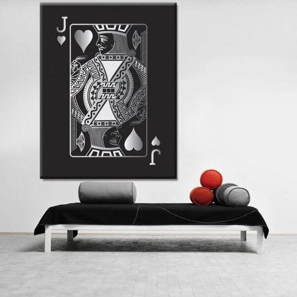 Quadro Decorativo Grande Conceitual Silver Jack Of Hearts - 1