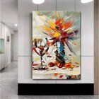 Quadro Decorativo Grande Conceitual Taça, Vaso E Flores - 180