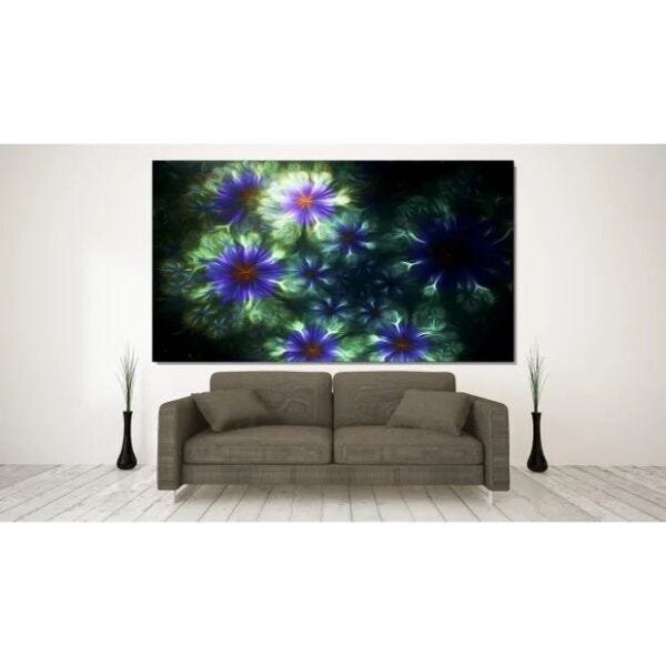 Quadro Decorativo Grande Floral Fractal Flowers - 120x60cm