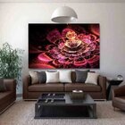 Quadro Decorativo Grande Floral Neon Pink Rose - 100x70cm