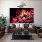 Quadro Decorativo Grande Floral Neon Pink Rose - 150x80cm