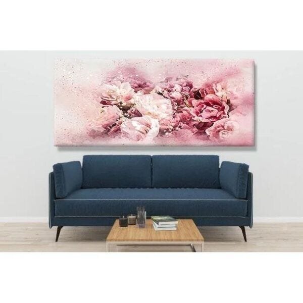 Quadro Decorativo Grande Floral Pink Flowers - 100x70cm