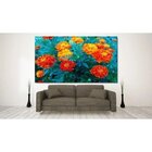 Quadro Decorativo Grande Floral Tagetes Patula - 100x70cm