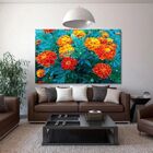 Quadro Decorativo Grande Floral Tagetes Patula - 200x120cm