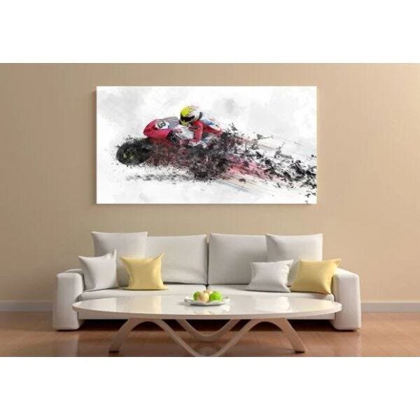Quadro Decorativo Grande Moto Abstrato Motocicleta Desintegra