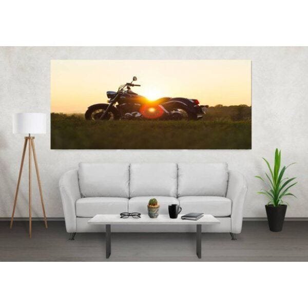 Quadro Decorativo Grande Motocicleta Sunset - 150x80cm