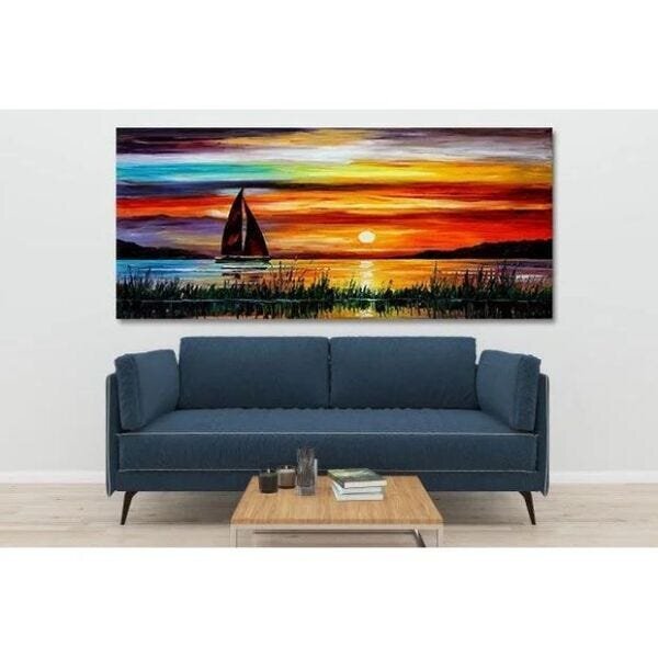 Quadro Decorativo Grande Paisagem Passeio No Mar - 120x60cm