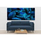 Quadro Decorativo Grande Vegetação Folhas Tons Azuis - 150x80