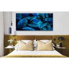 Quadro Decorativo Grande Vegetação Folhas Tons Azuis - 150x80