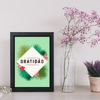 Quadro Decorativo Gratidão Tropical 33x24cm - Com Vidro Moldu
