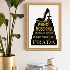 Quadro Decorativo Grifes 24x18cm - Com Vidro Moldura Branca