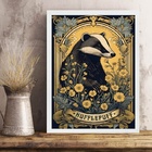 Quadro Decorativo Guaxinim Hufflepuff 33x24cm Moldura Branca