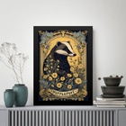 Quadro Decorativo Guaxinim Hufflepuff 45x34cm Moldura Branca