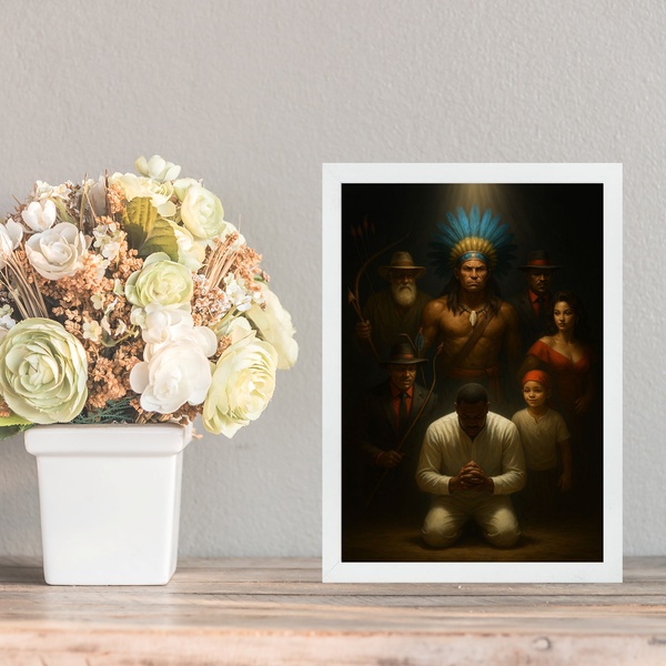 Quadro Decorativo Guias Da Umbanda 24x18cm Moldura Branca