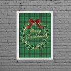 Quadro Decorativo Guirlanda De Natal Verde 24x18cm Moldura:ma