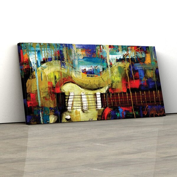 Quadro Decorativo Guitarra Abstrata 50x100cm Para Sala