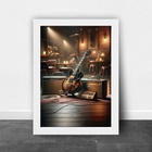 Quadro Decorativo Guitarra - Bar 24x18cm - Com Vidro Moldura: