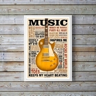 Quadro Decorativo Guitarra Music amarela 45x34cm - Com Vidro