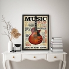 Quadro Decorativo Guitarra Music marrom 33x24cm - Com Vidro M