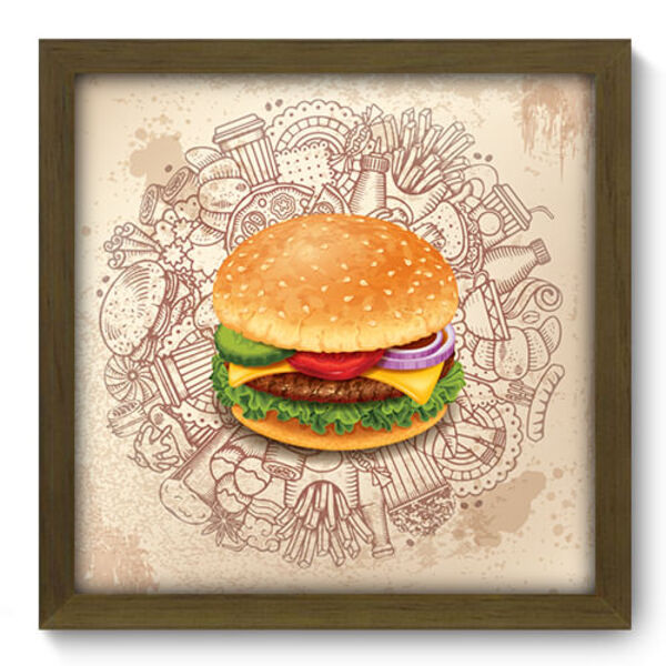 Quadro Decorativo - Hambúrguer - 33cm X 33cm - 354qdcm