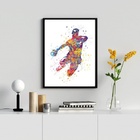 Quadro Decorativo Handball - Aquarela 24x18cm Moldura Preta