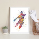 Quadro Decorativo Handball - Aquarela 45x34cm - Com Vidro Mol